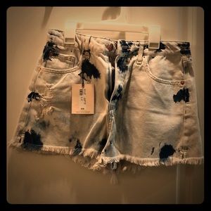 Tie-Dye Light Denim Shorts